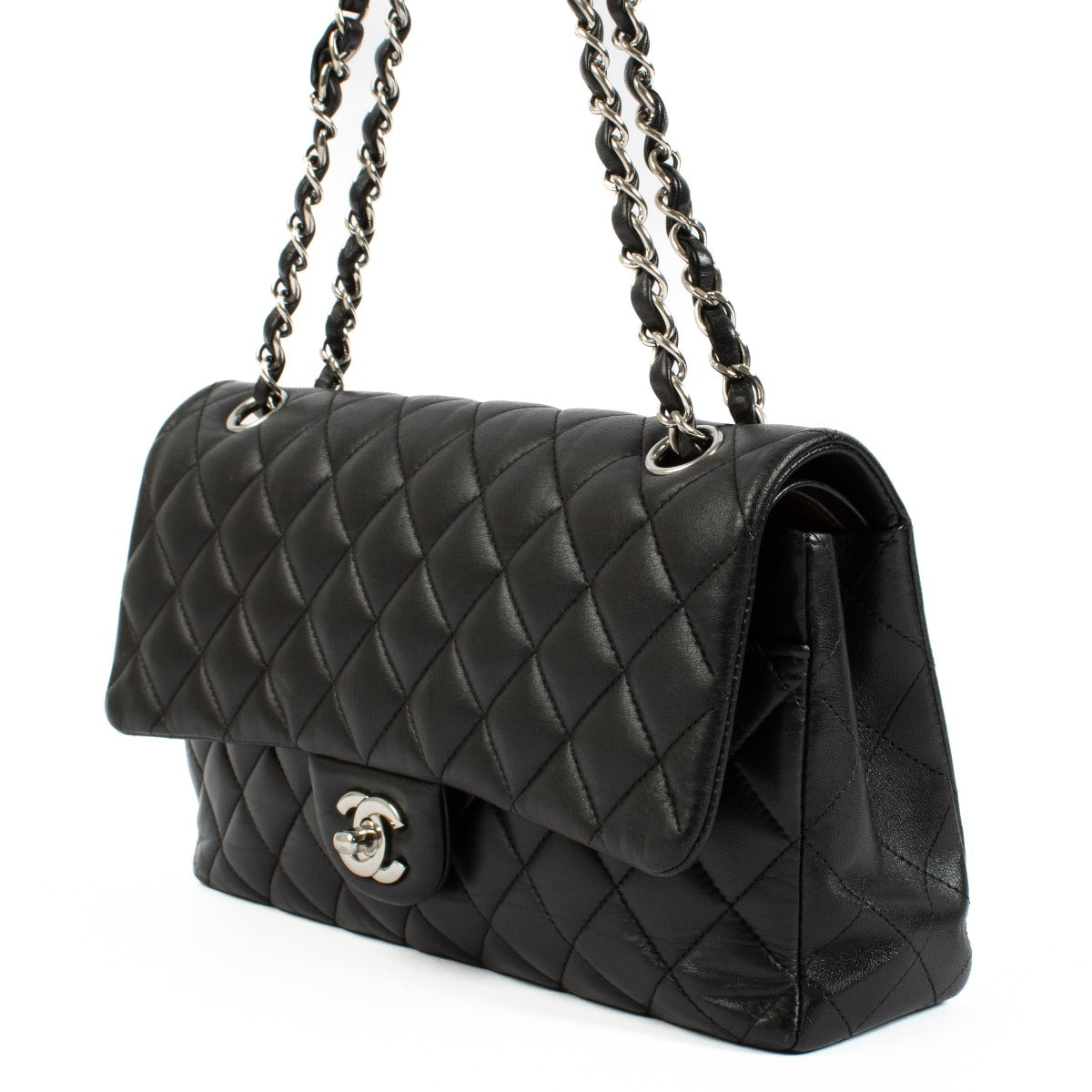 Chanel Zwarte Lamsleren Medium Classic 11.12 Tas