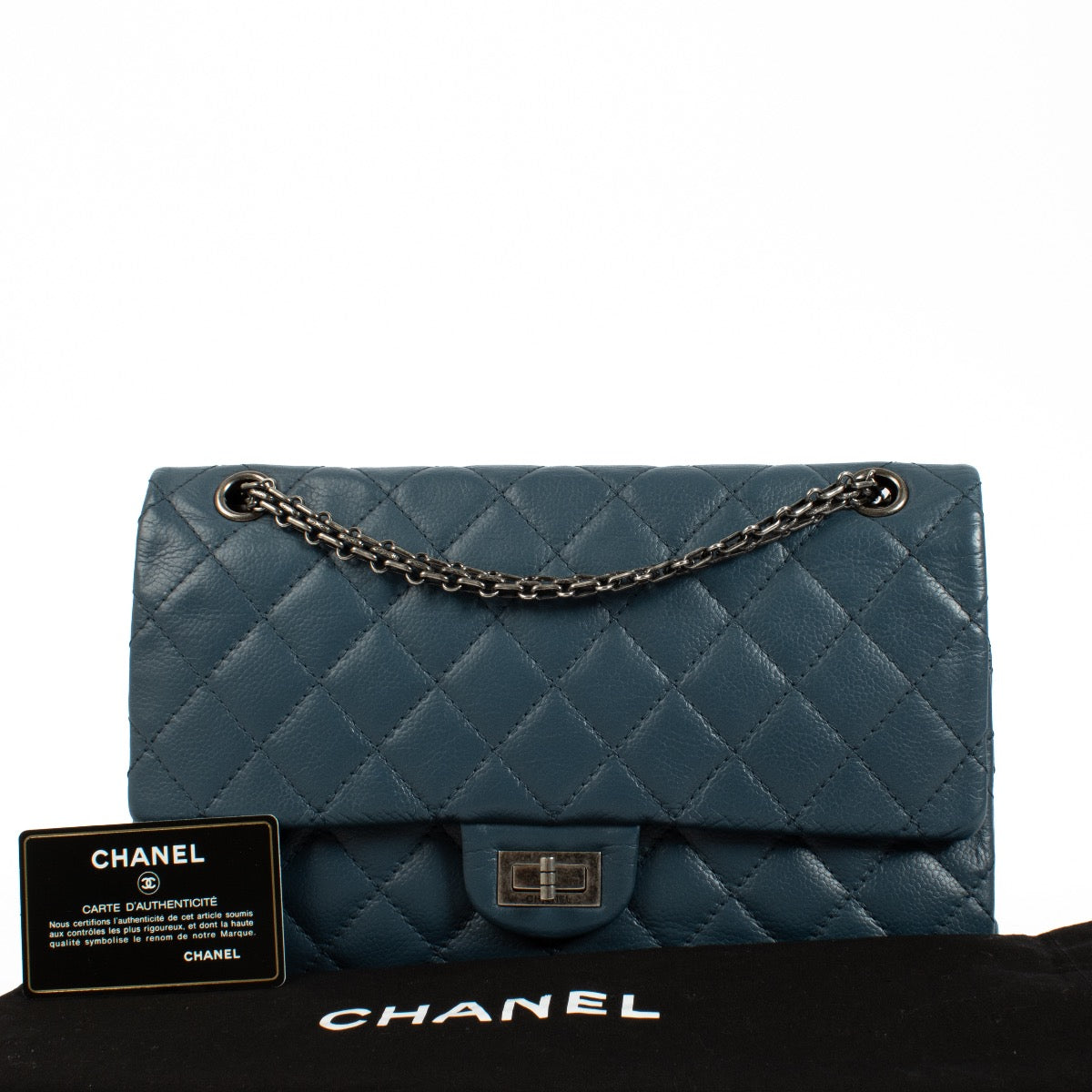 Authentic second hand Chanel Blue Large 2.55 Bag Classic flap bag on Labellov.com
