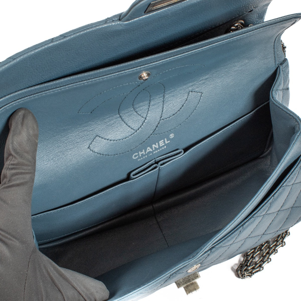 Authentic second hand Chanel Blue Large 2.55 Bag Classic flap bag on Labellov.com