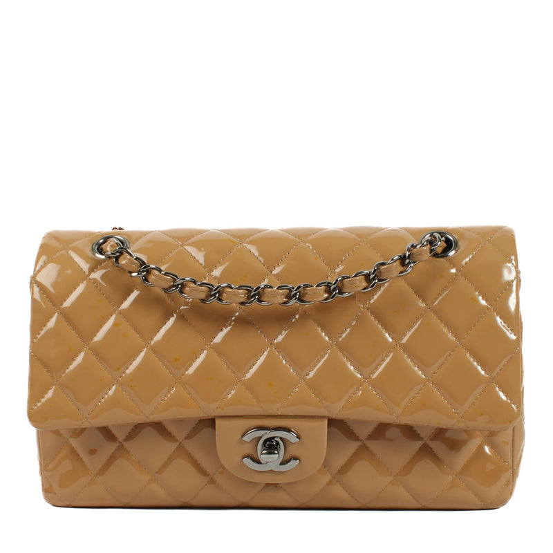 Chanel Beige Patent Leather Medium Classic 11.12 Bag