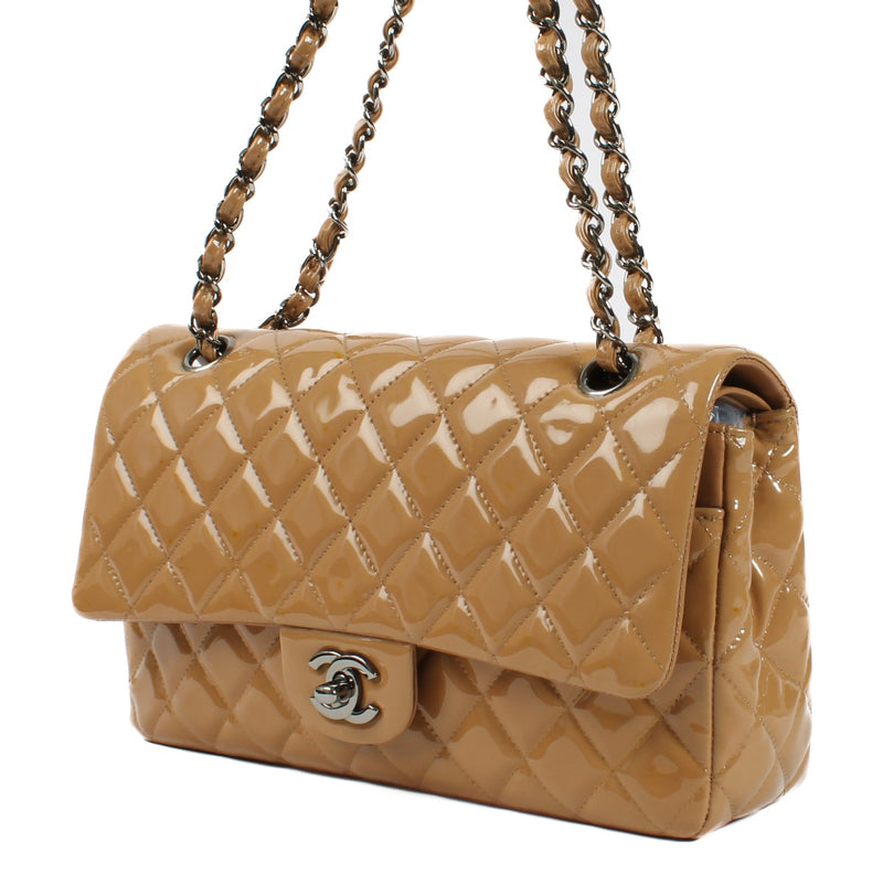 Chanel Beige Patent Leather Medium Classic 11.12 Bag