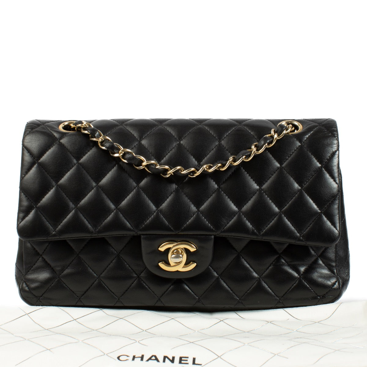 Authentic second hand Chanel Black Lamskin Medium Classic 11.12 on Labellov.com