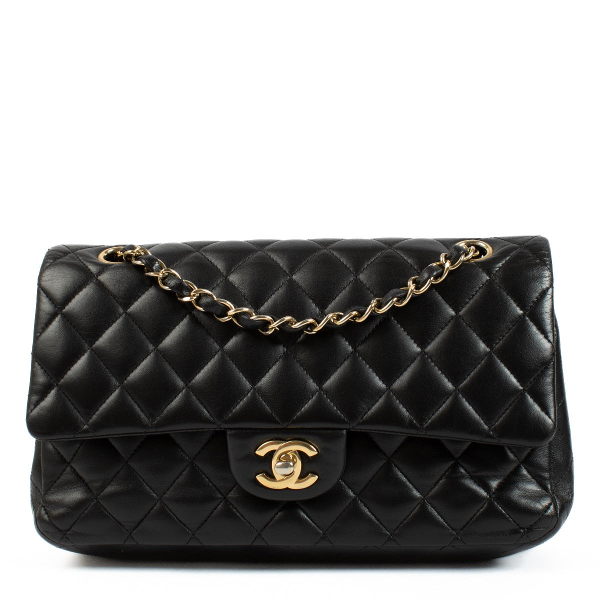 Authentic second hand Chanel Black Lamskin Medium Classic 11.12 on Labellov.com