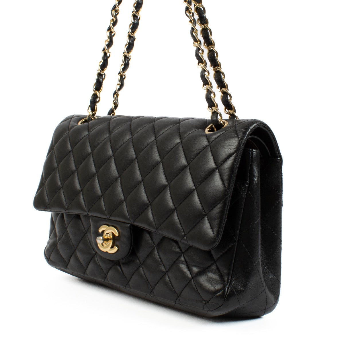 Authentic second hand Chanel Black Lamskin Medium Classic 11.12 on Labellov.com
