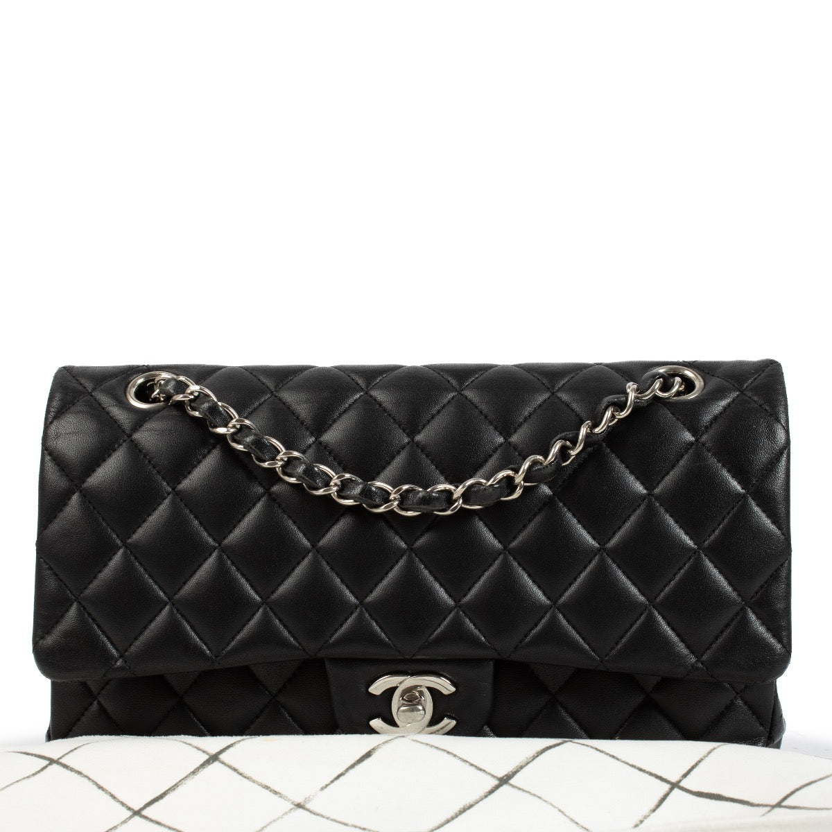 Authentic second hand Chanel Black Lambskin Meidium Classic 11.12 Bag on Labellov.com