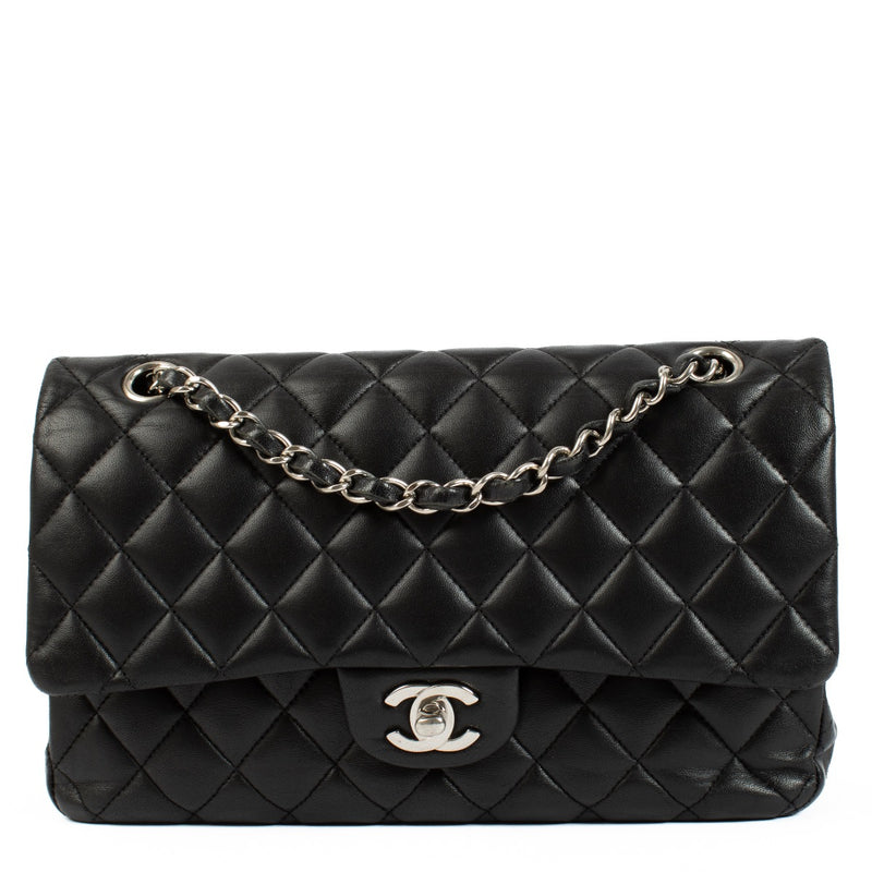 Authentic second hand Chanel Black Lambskin Meidium Classic 11.12 Bag on Labellov.com