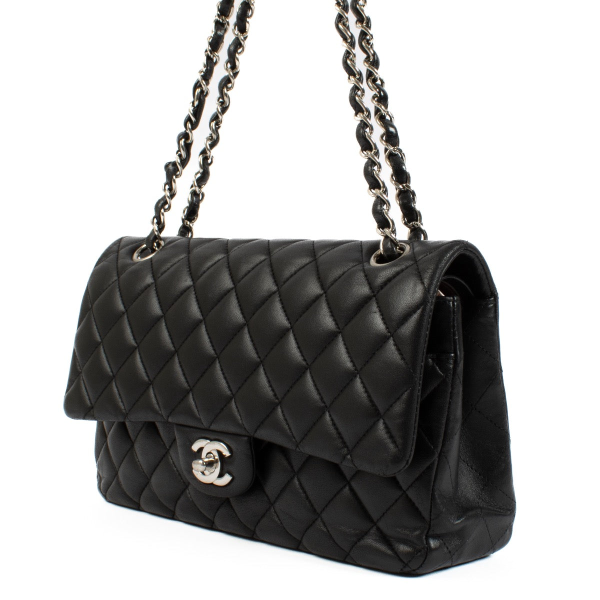 Authentic second hand Chanel Black Lambskin Meidium Classic 11.12 Bag on Labellov.com