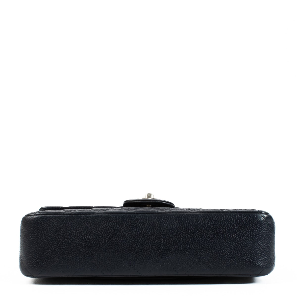 Chanel Navy Caviar Medium Classic 11.12 Bag with gold-tone hardware, quilted leather, and signature CC turn-lock closure. Elegant and versatile with a chain-link strap. Shop now on Labellov.com.