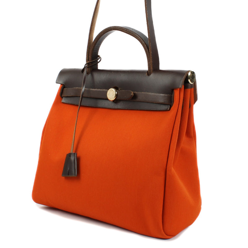 Hermès Herbag 31 Verso Orange/Mecano Toile Officier/Hunter GHW