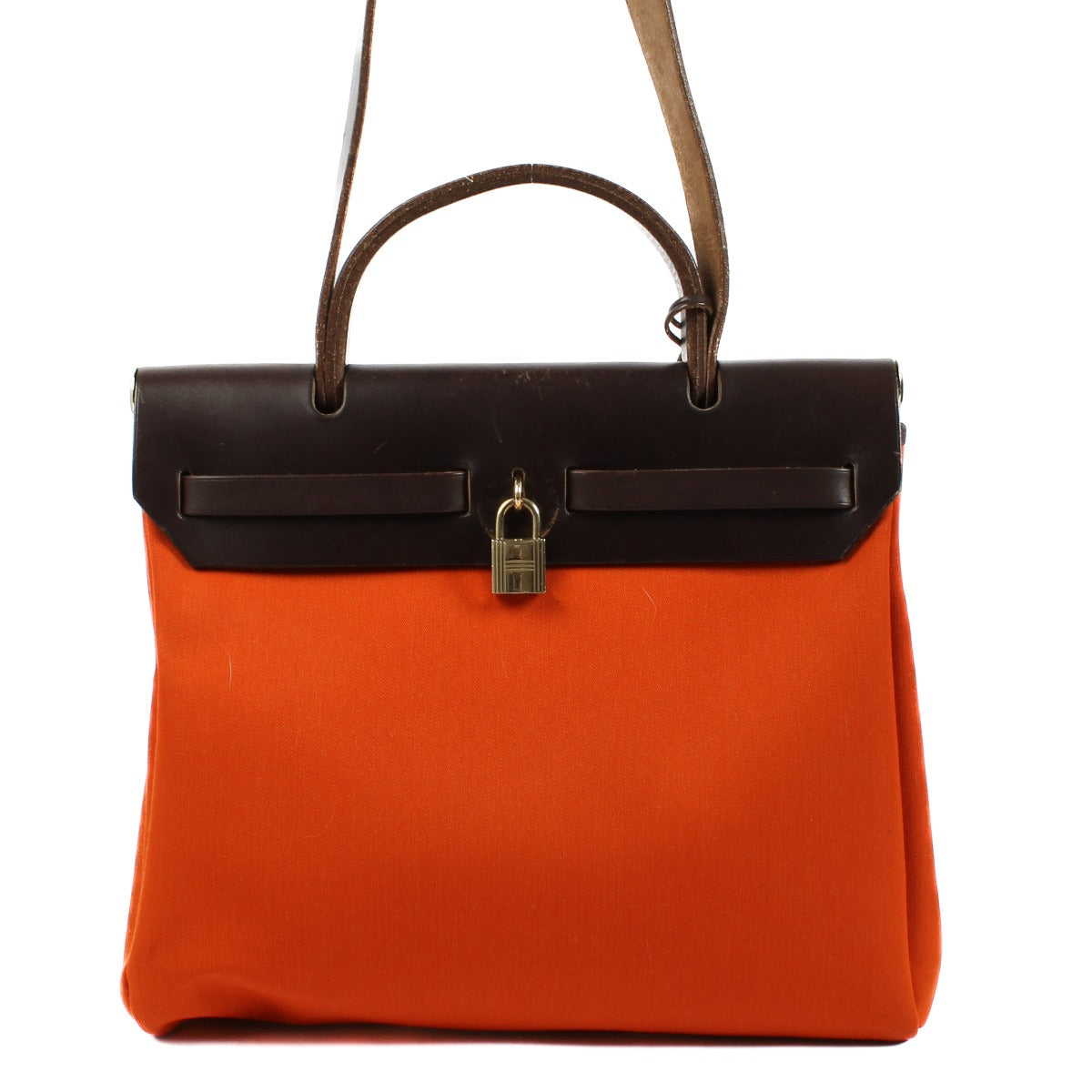 Hermès Herbag 31 Verso Oranje/Mecano Toile Officier/Hunter GHW