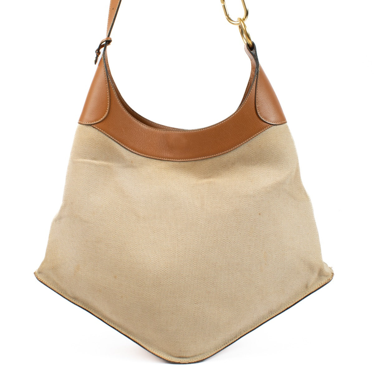 Elegant everyday bag with brown details, durable canvas, and gold hardware, perfect for carrying all your essentials now at Labellov.