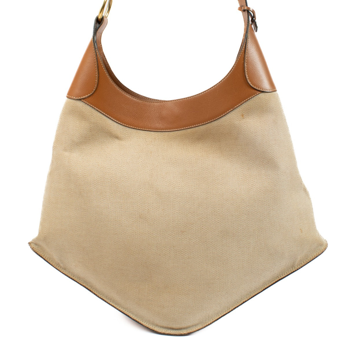 Elegant everyday bag with brown details, durable canvas, and gold hardware, perfect for carrying all your essentials now at Labellov.