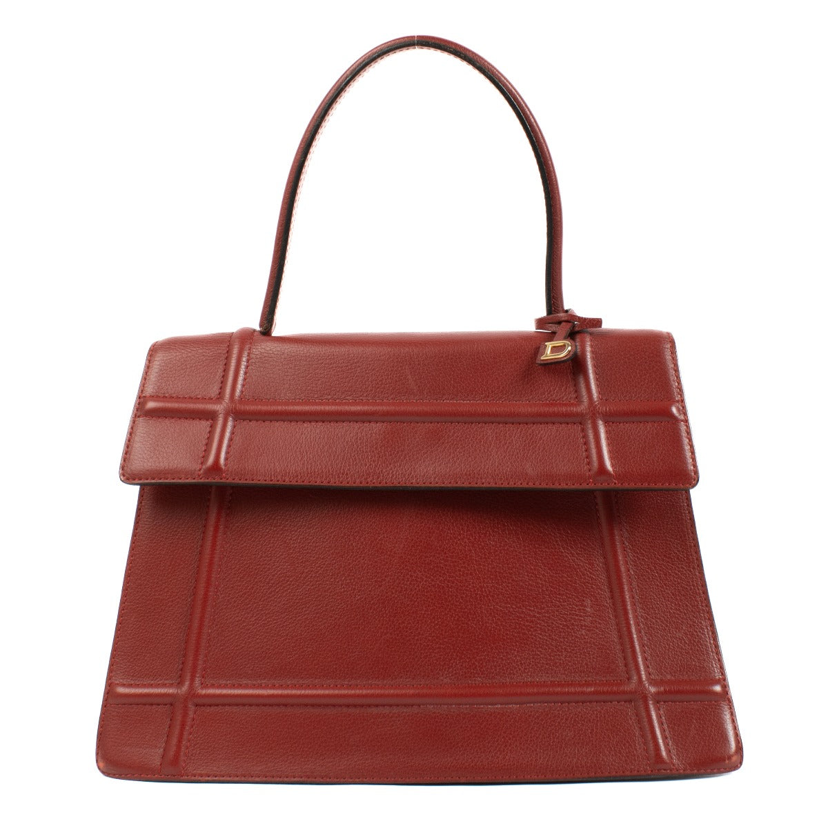 Delvaux Rosso Canter Saphir Bag in rich red leather with a structured silhouette, top handle, and gold-tone hardware. Stylish and functional for any occasion. Buy at Labellov.