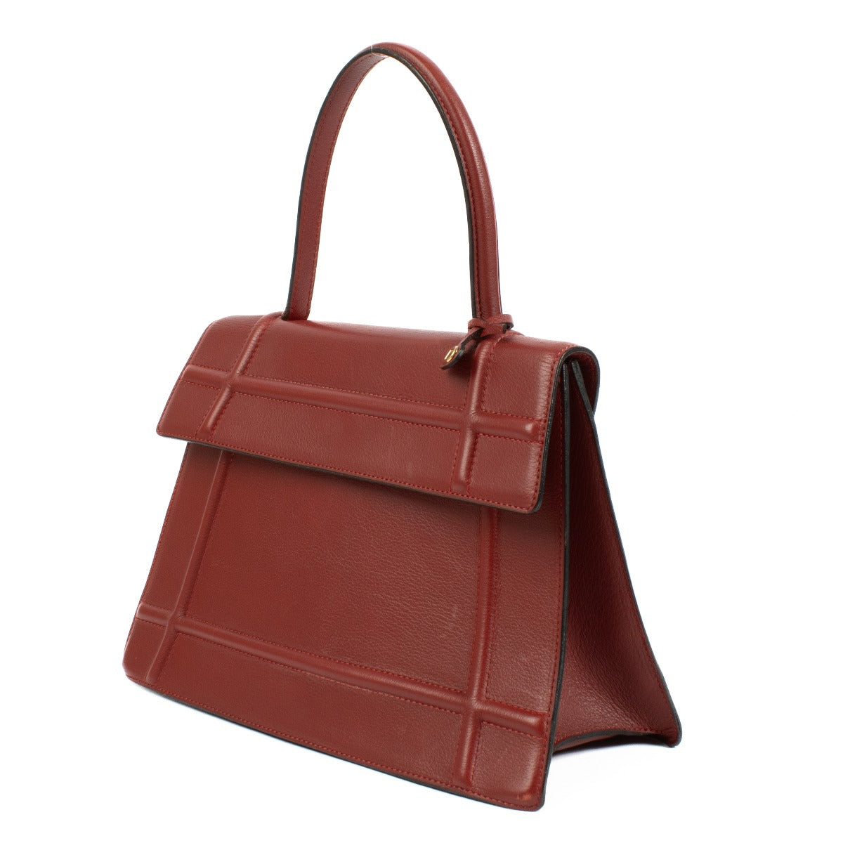 Delvaux Rosso Canter Saphir Bag in rich red leather with a structured silhouette, top handle, and gold-tone hardware. Stylish and functional for any occasion. Buy at Labellov.