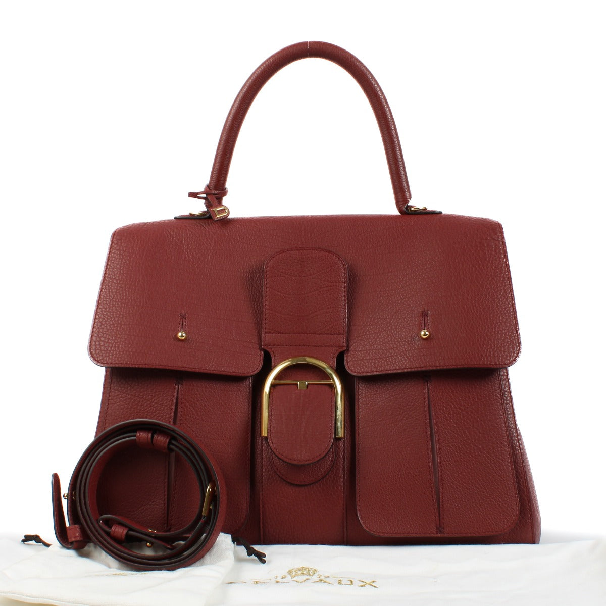 Delvaux Burgundy Cripsy Calf Brillant GM Fly Trench