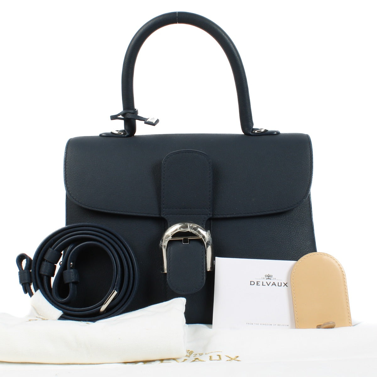 Delvaux Navy Crispy Calf Brillant MM