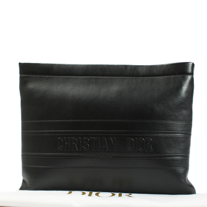 Christian Dior Black Leather Clutch Bag