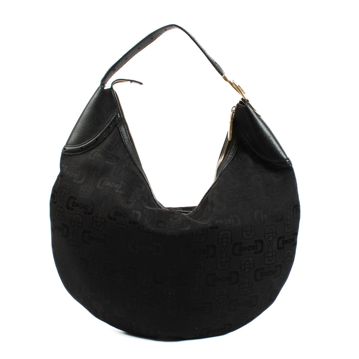 shop 100% authentic second hand Gucci Black Horsebit Canvas Hobo Bag on Labellov.com