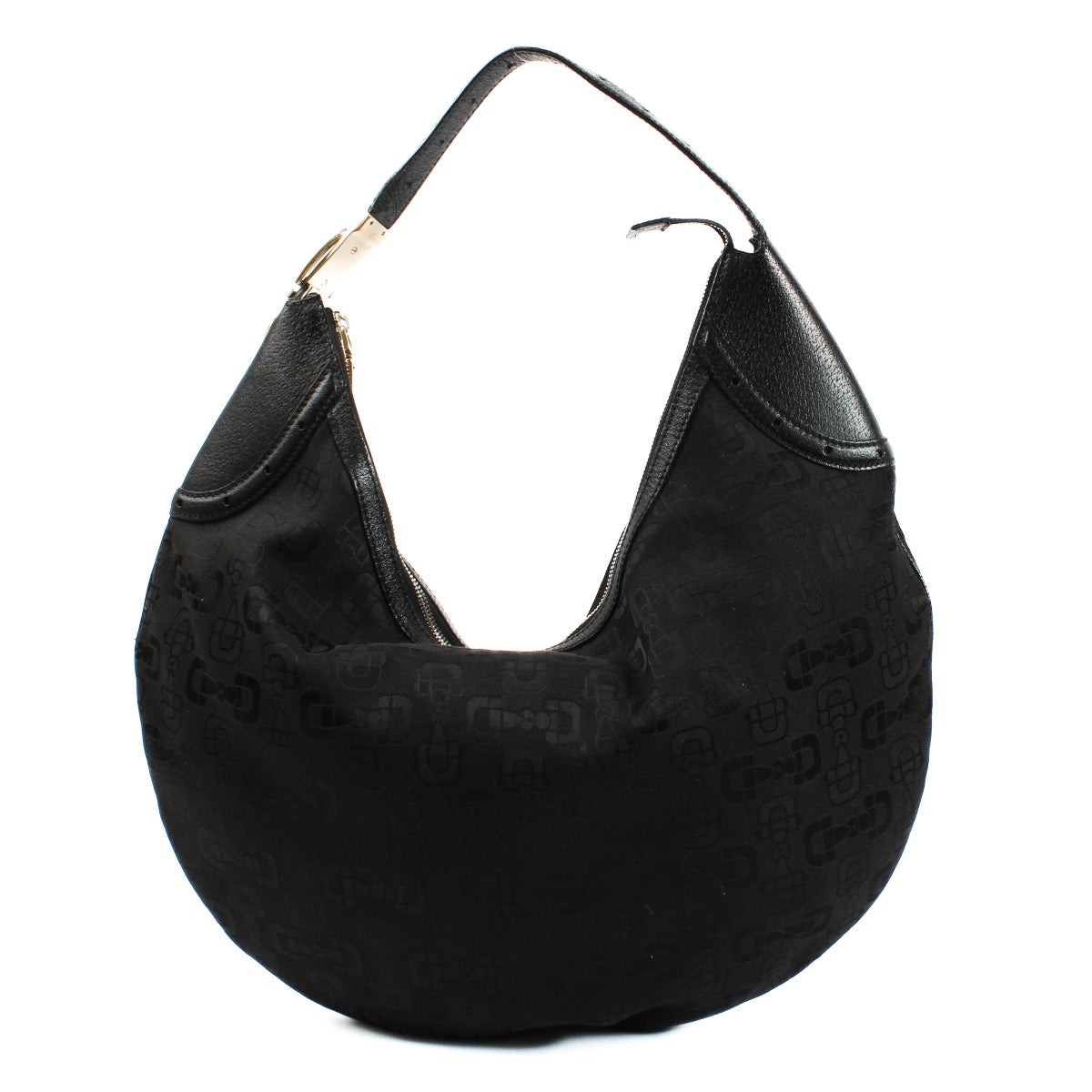 shop 100% authentic second hand Gucci Black Horsebit Canvas Hobo Bag on Labellov.com