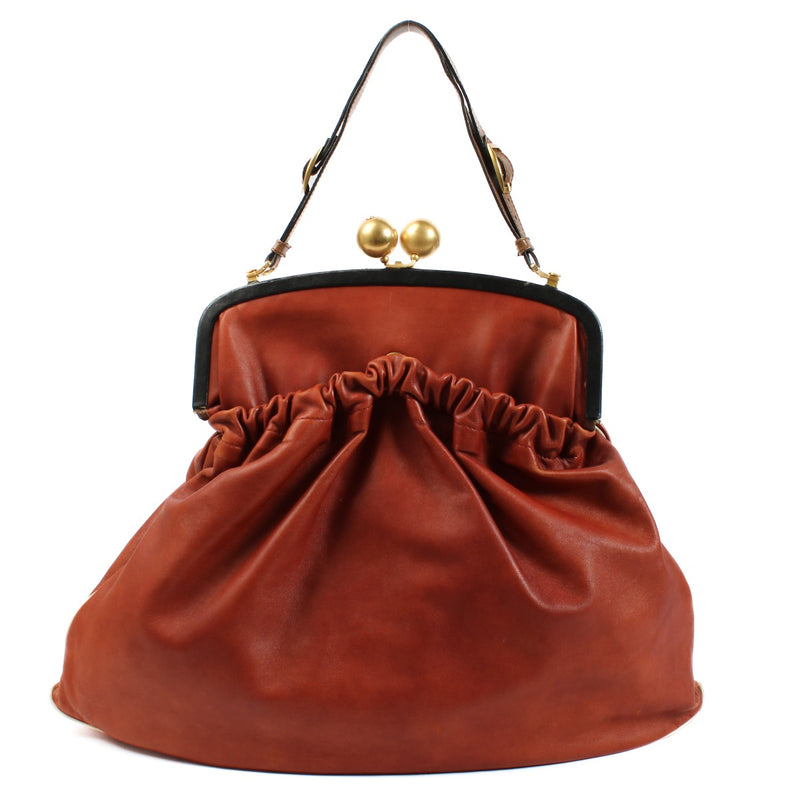 Marni Brown Kiss Lock Bag