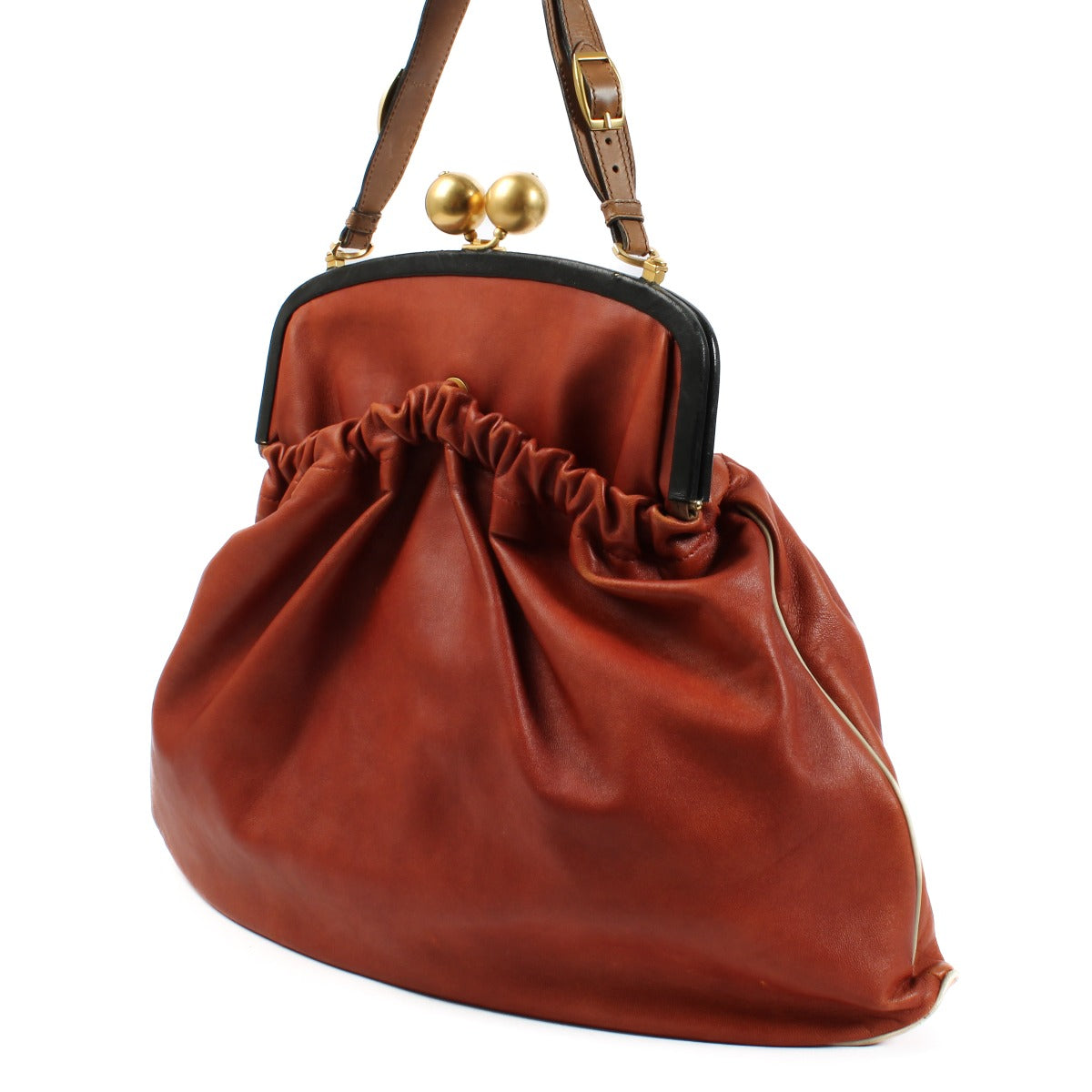 Marni Brown Kiss Lock Tas
