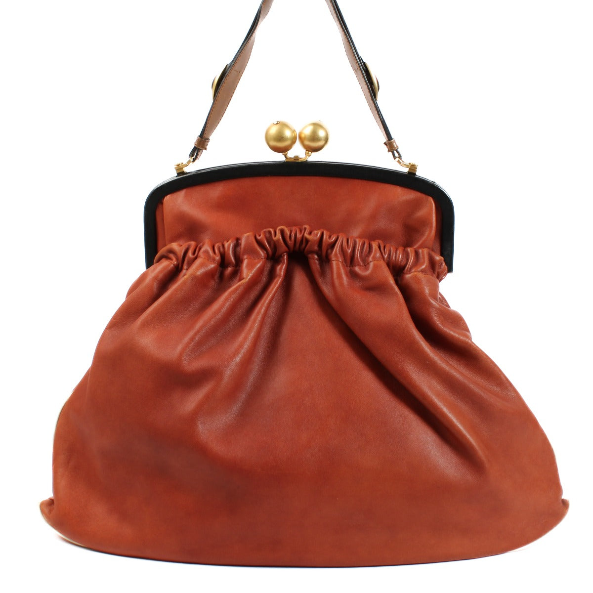 Marni Brown Kiss Lock Tas
