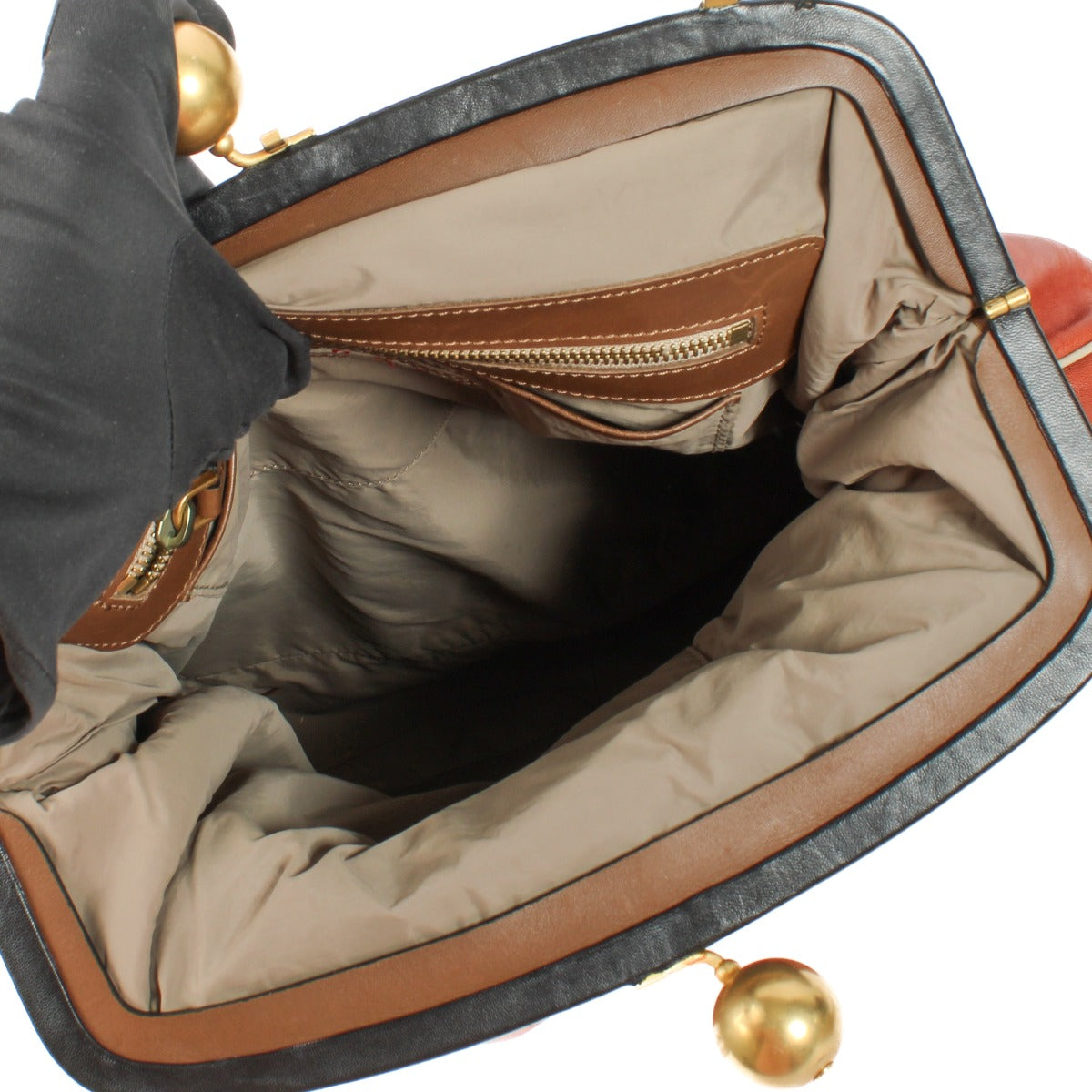 Marni Brown Kiss Lock Tas