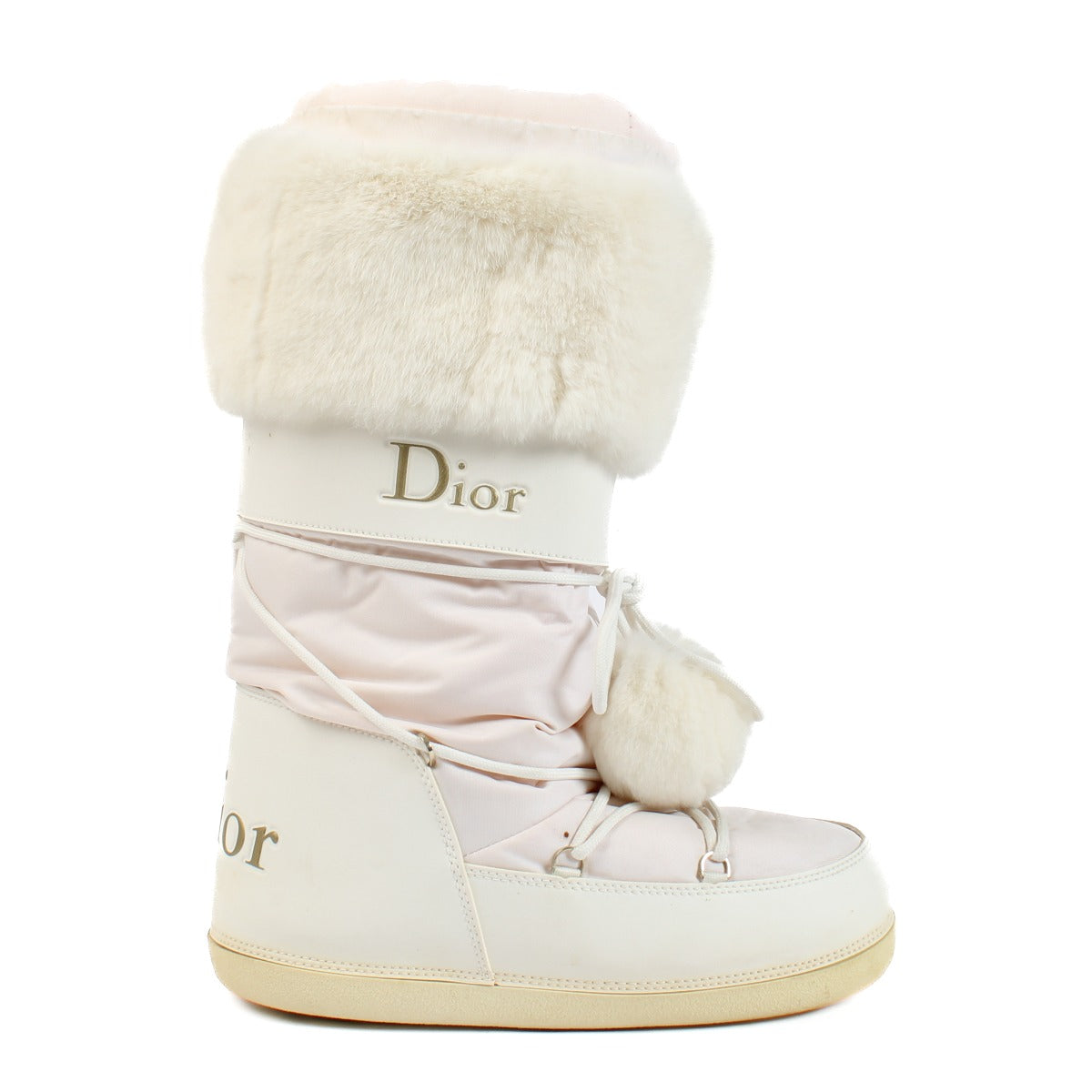 Christian Dior White Rabbit Fur Snow Boots