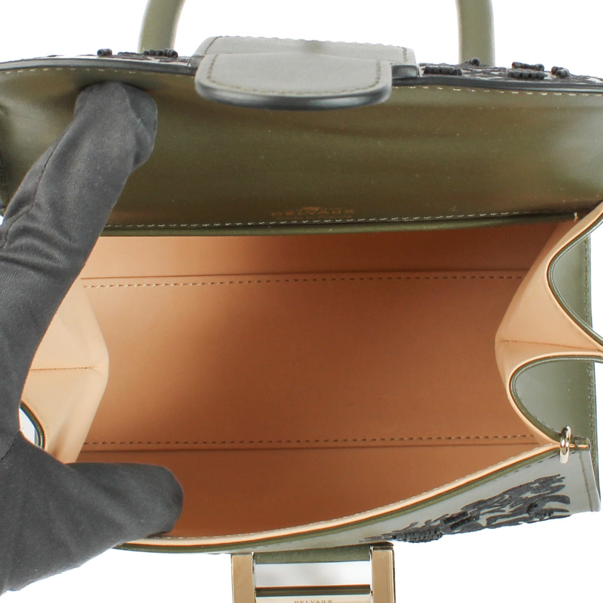 Delvaux Kaki Box Calf Brillant Mini Hide and Seek