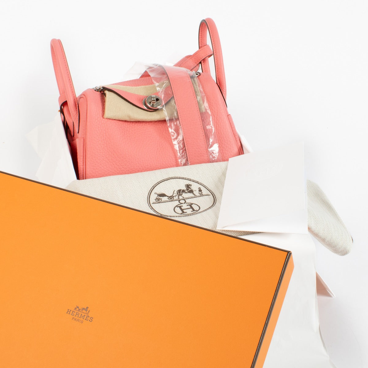 Hermès Lindy Mini II Rose Azalée Clemence PHW