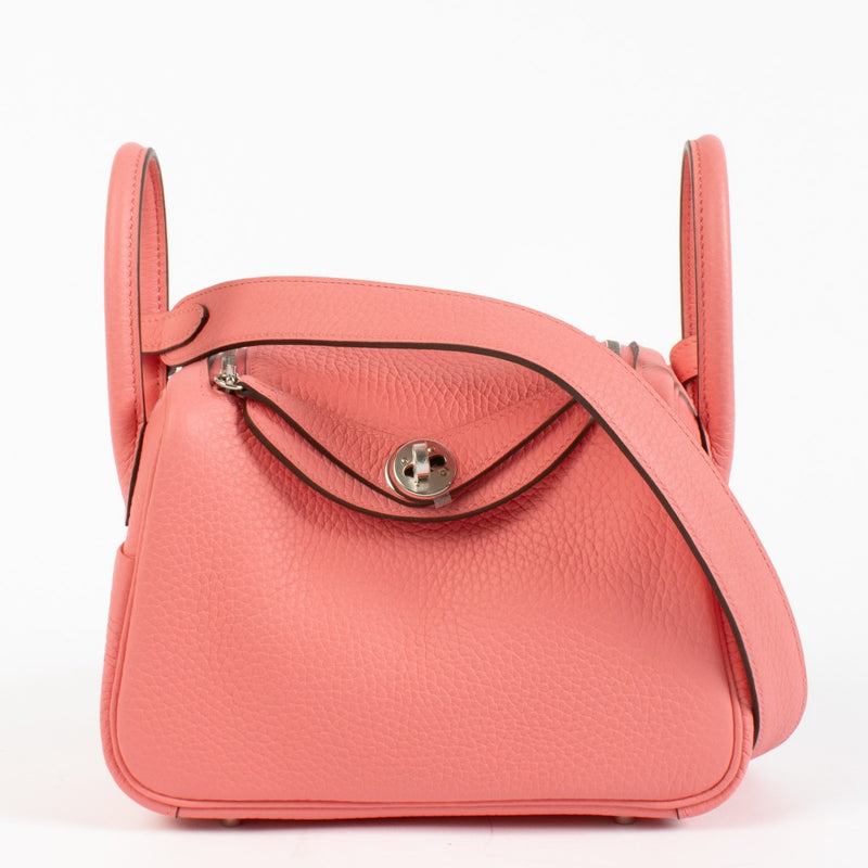 Hermès Lindy Mini II Rose Azalée Clemence PHW