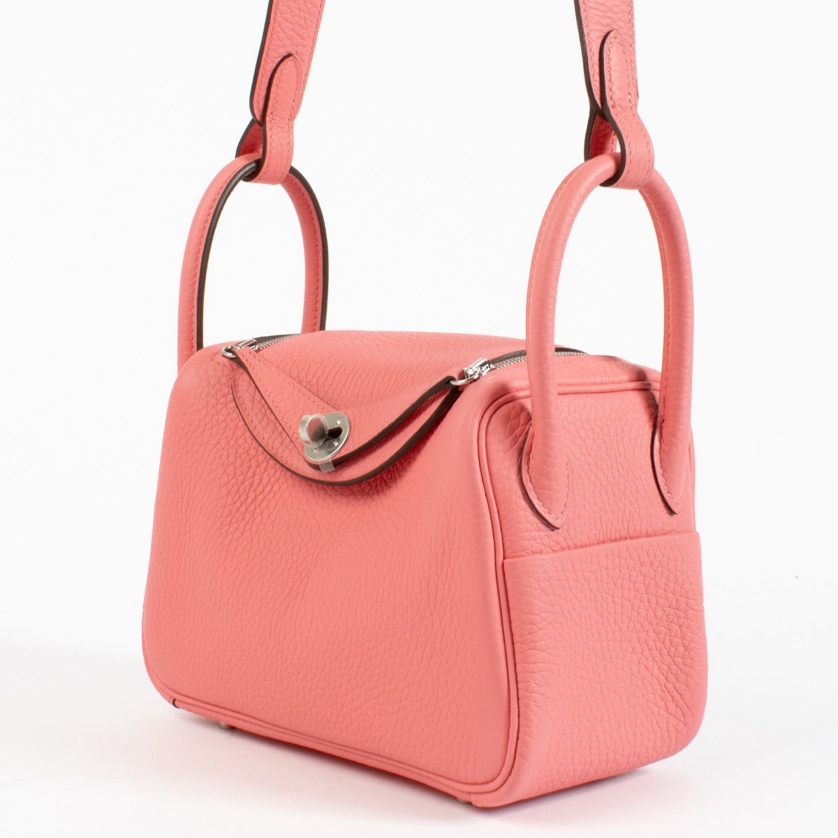 Hermès Lindy Mini II Rose Azalée Clemence PHW