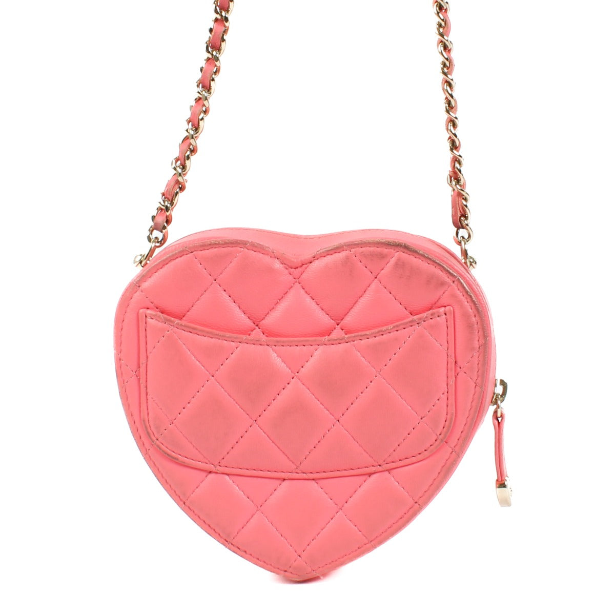 Chanel Pink Heart Clutch With Chain