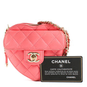 Chanel Pink Heart Clutch With Chain