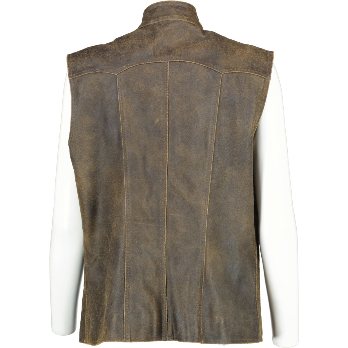 Chanel Vintage Brown Distressed Leather Sleeveless Vest Jacket - Size FR 44