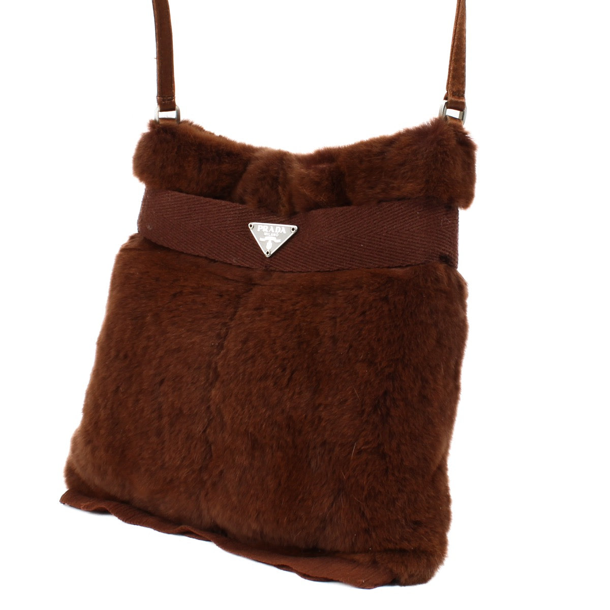 shop 100% authentic second hand Prada Brown Fur Shoulder Bag on Labellov.com