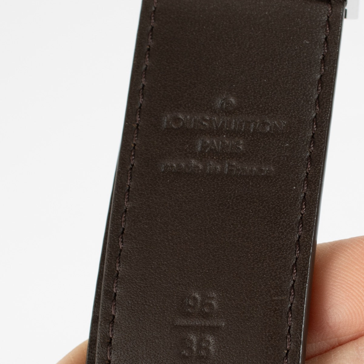 Buy authentic second hand Louis Vuitton Damier Ebene Carre Belt - Size 95 at Labellov.com