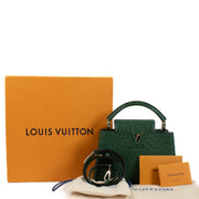 Authentic second hand Louis Vuitton Green Mini Ostrich Capucines BB Bag on Labellov.com