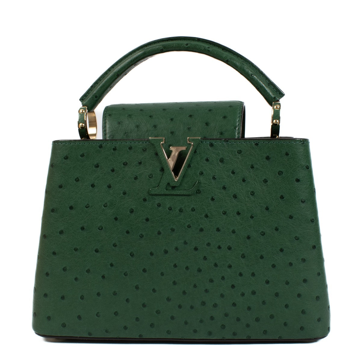 Authentic second hand Louis Vuitton Green Mini Ostrich Capucines BB Bag on Labellov.com