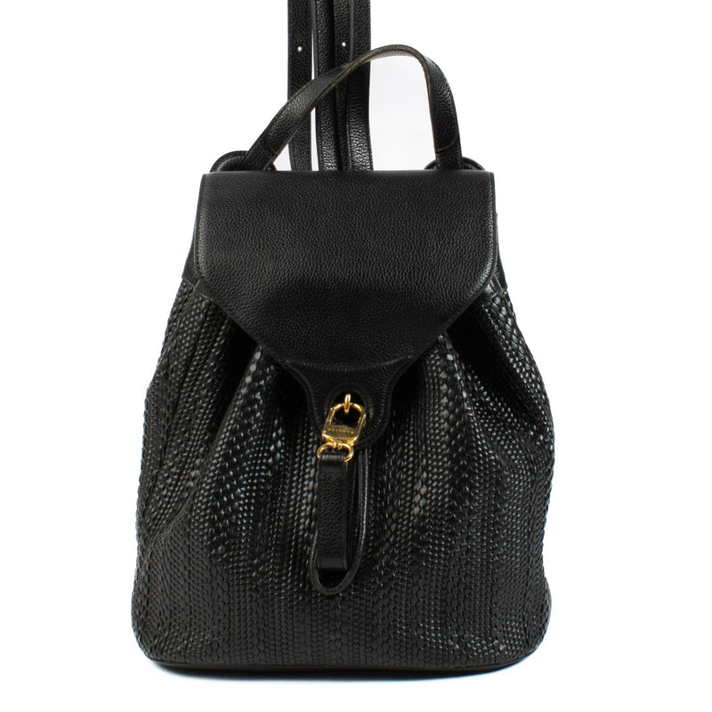 Delvaux Black Toile de Cuir Rose Backpack