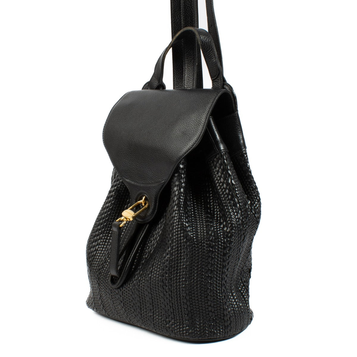Delvaux Black Toile de Cuir Rose Backpack