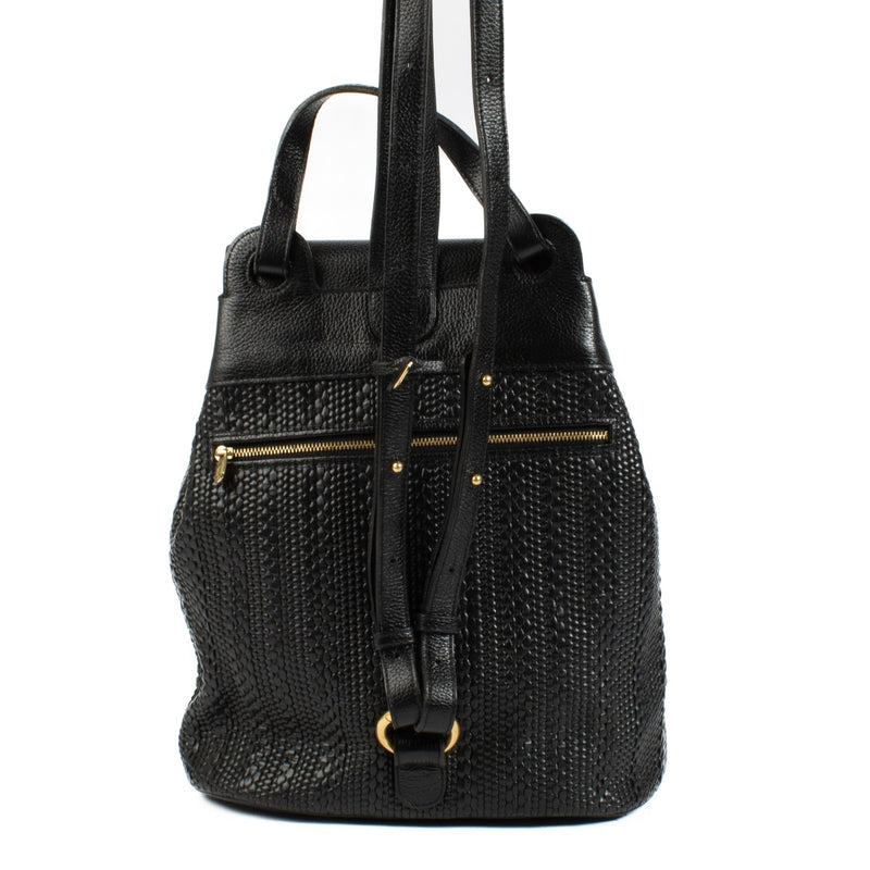 Delvaux Black Toile de Cuir Rose Backpack