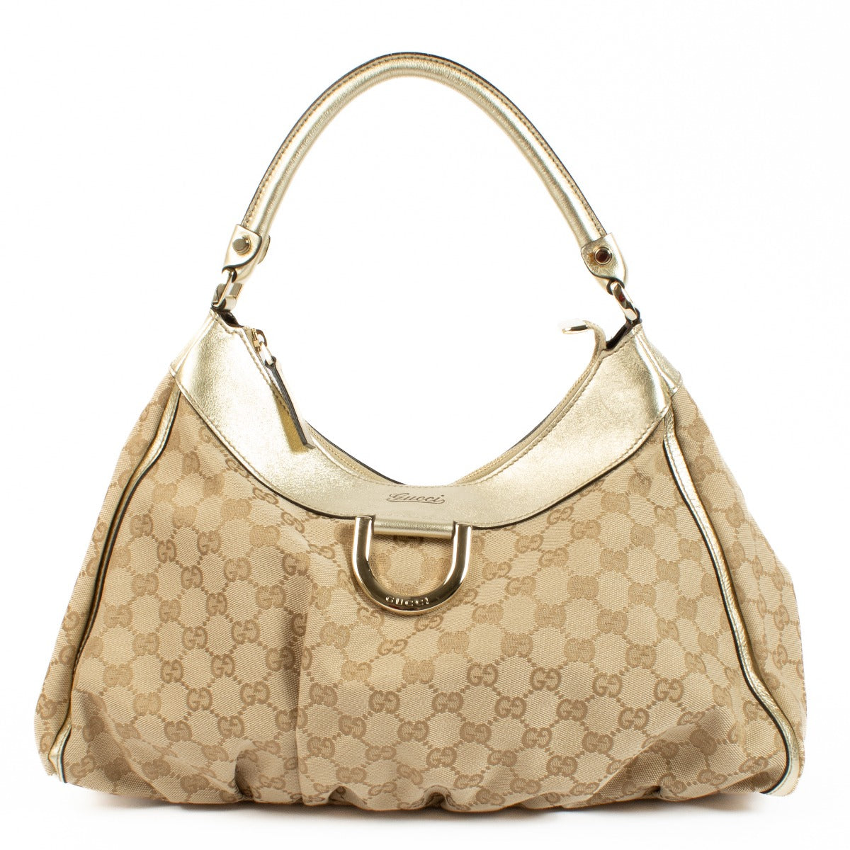 Gucci GG Canvas D Ring Pleaty Hobo Bag