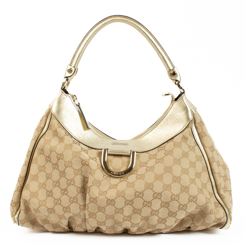 Gucci GG Canvas D Ring Pleaty Hobo Bag