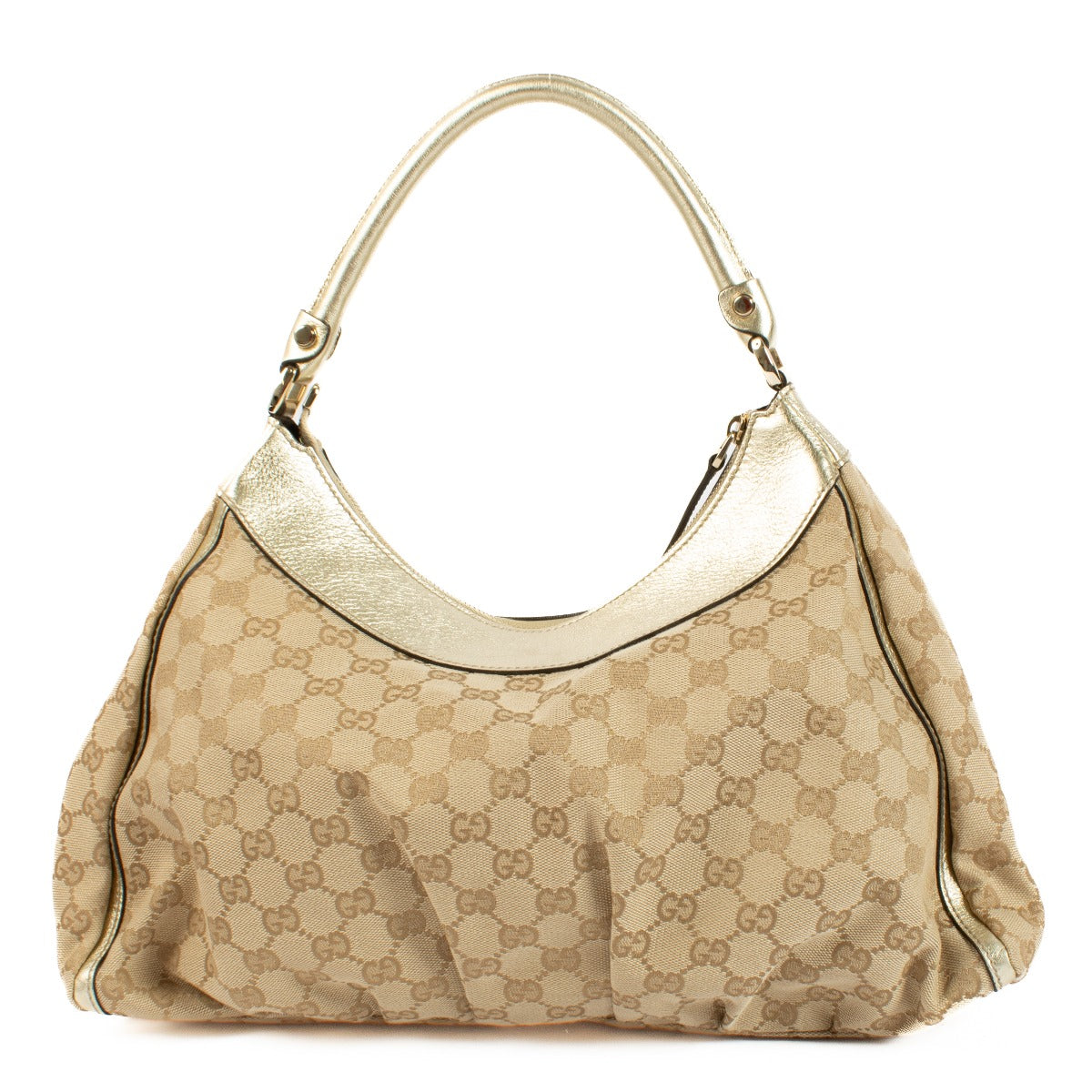 Gucci GG Canvas D Ring Pleaty Hobo Bag