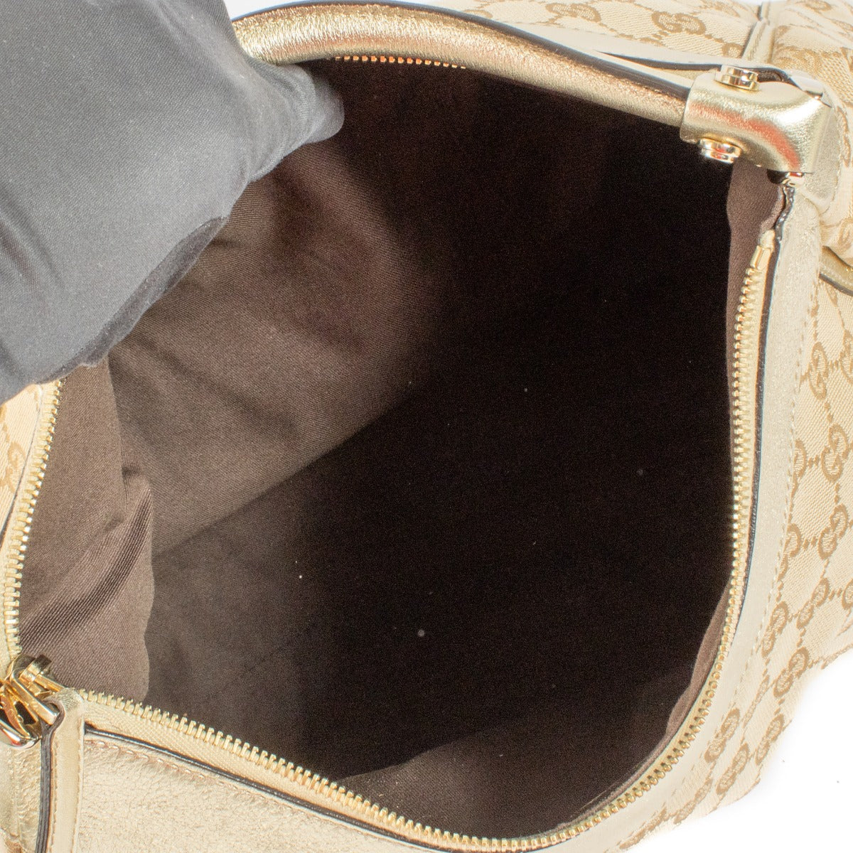 Gucci GG Canvas D Ring Pleaty Hobo Bag