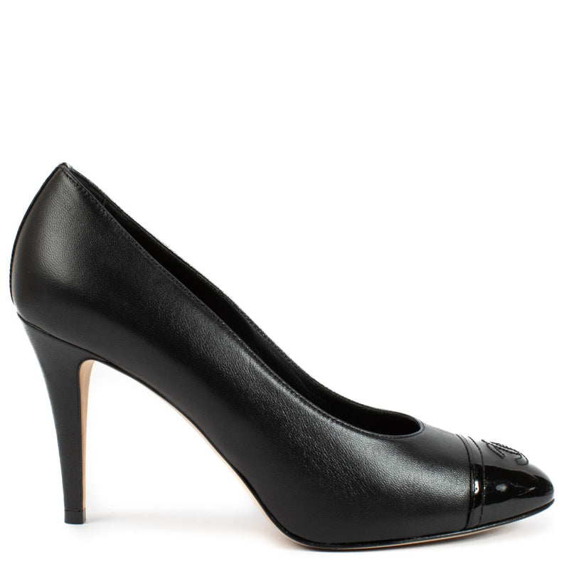 Chanel Black CC Cap Toe Pumps