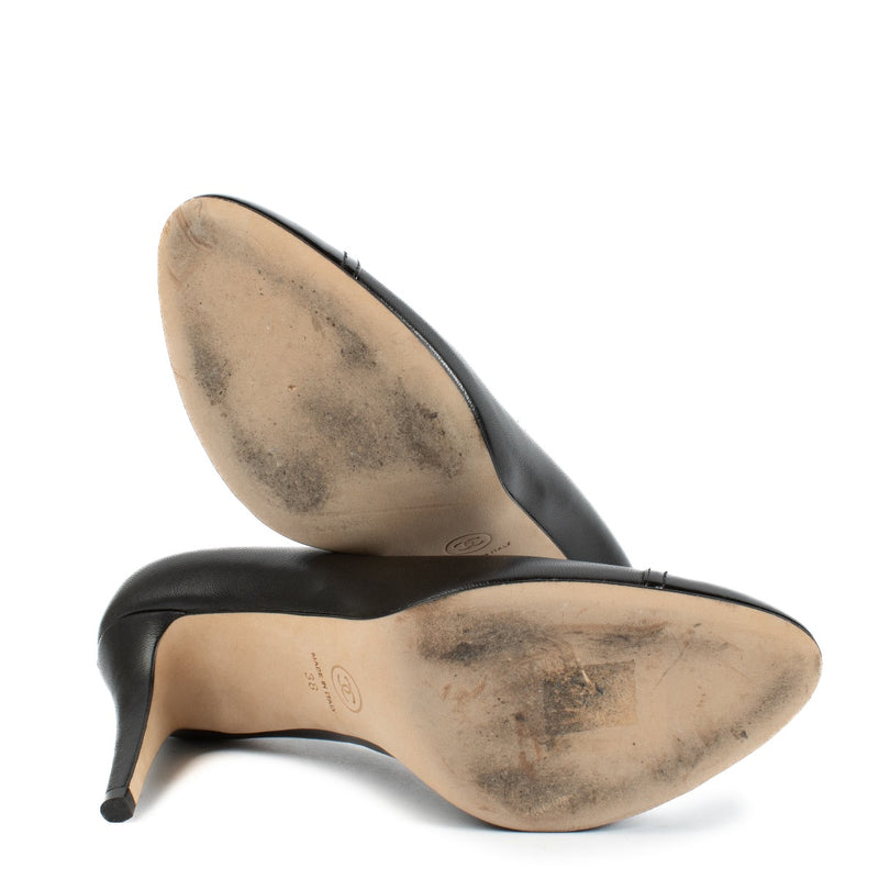 Chanel Black CC Cap Toe Pumps - Size 38