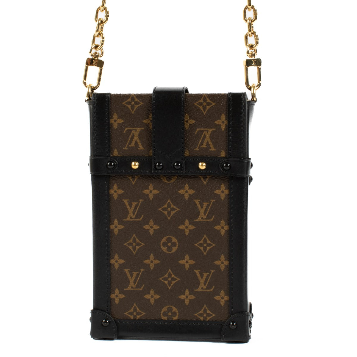 The Louis Vuitton Monogram Pochette Trunk Verticaleis a compact yet statement-making bag, featuring Monogram canvas, gold-tone hardware, and a signature S-lock closure for a vintage-inspired look. Shop now on Labellov.com.