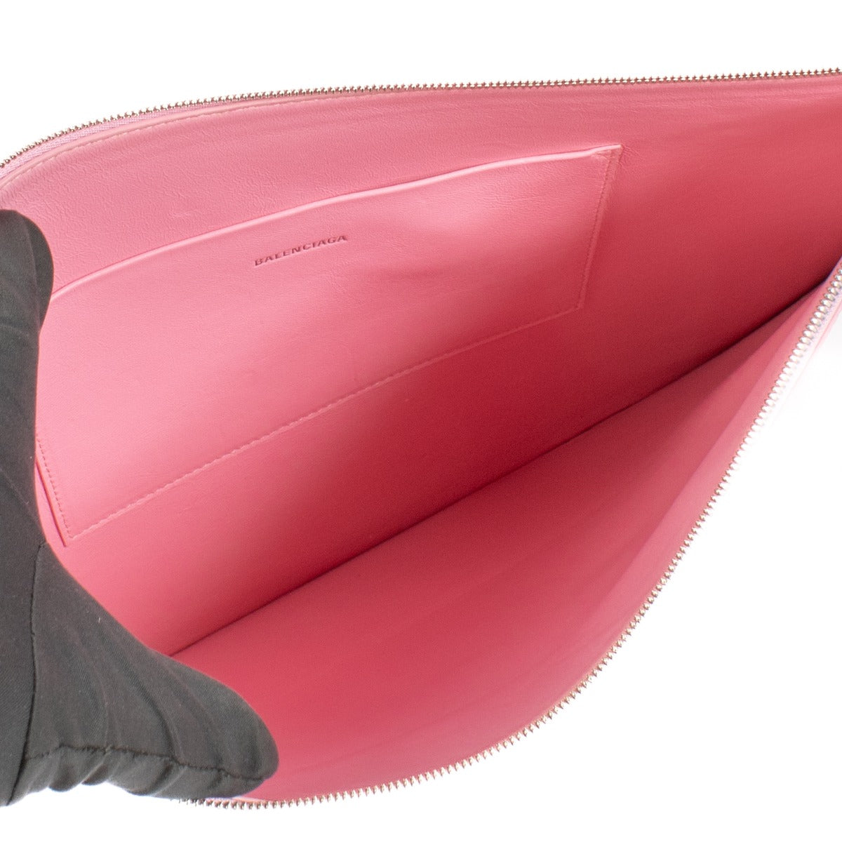 Balenciaga Pink Logo Large Ville Clutch